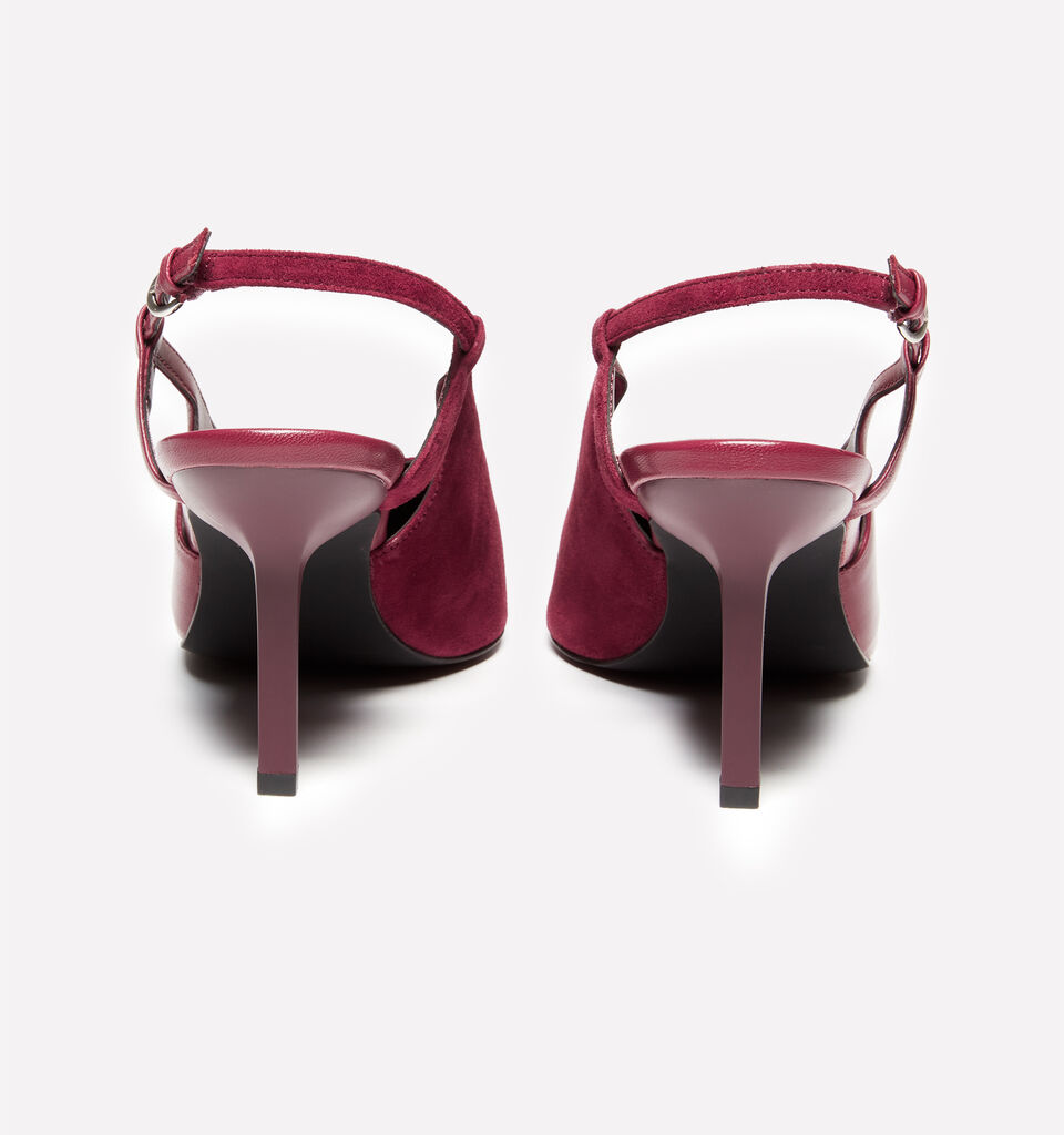 Burgundy slingback in 100% leather - women's heels - Burgundy | Sisley image number 3
